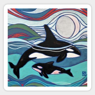 Orca Baby and Mama Sticker